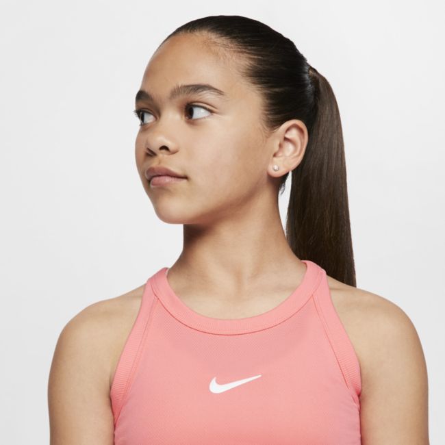 Koszulka tenisowa bez rękawów dla dużych dzieci (dziewcząt) NikeCourt Dri-FIT - Różowy