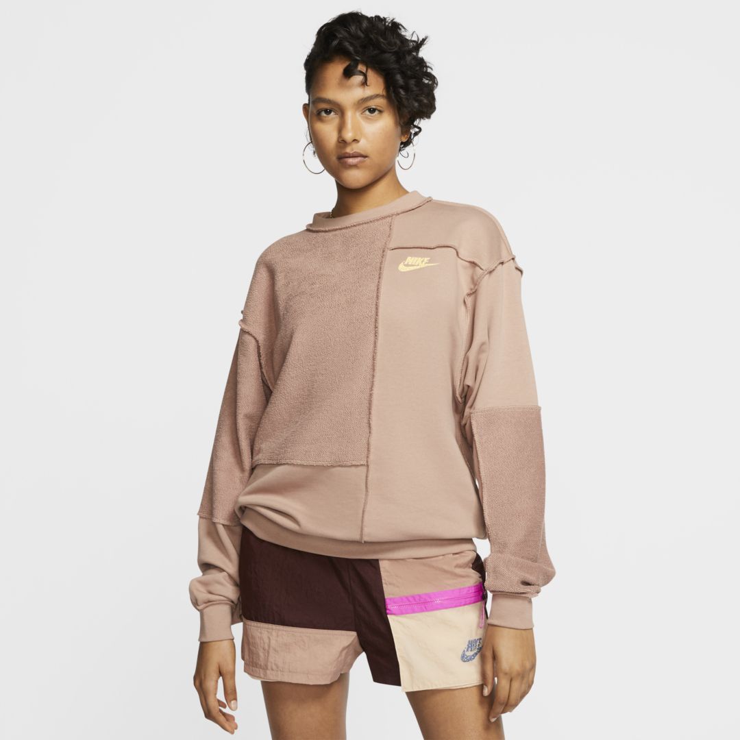 Nike Sportswear Icon Clash Women's Fleece Crew In Brown | ModeSens