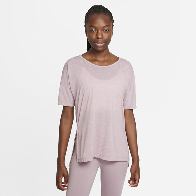 фото Женская футболка с коротким рукавом nike yoga - пурпурный