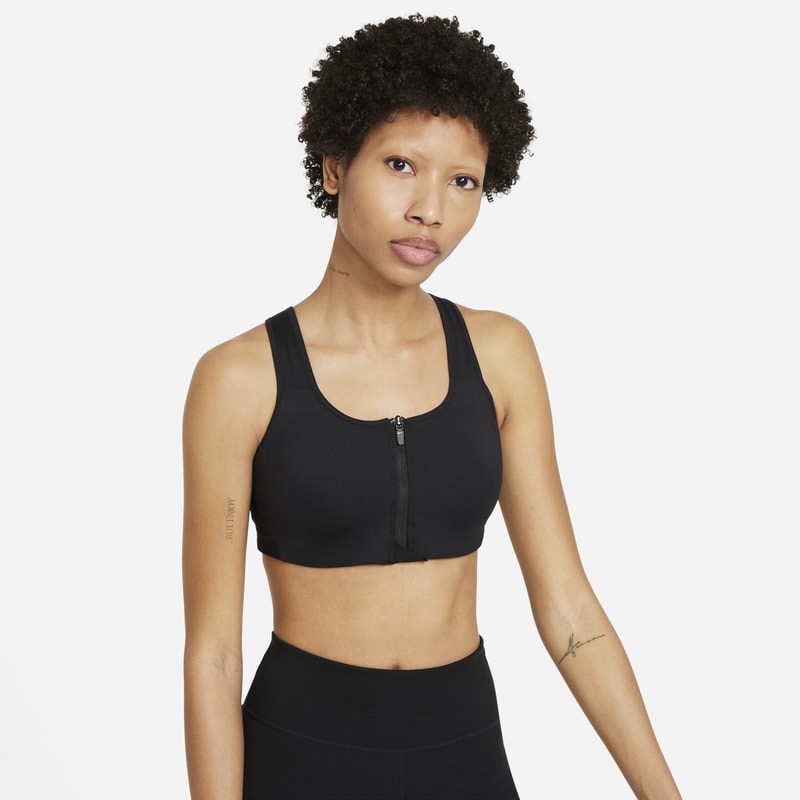 Image of Nike Dri-FIT Shape Women's High-Support Padded Zip-Front Sports Bra - Black