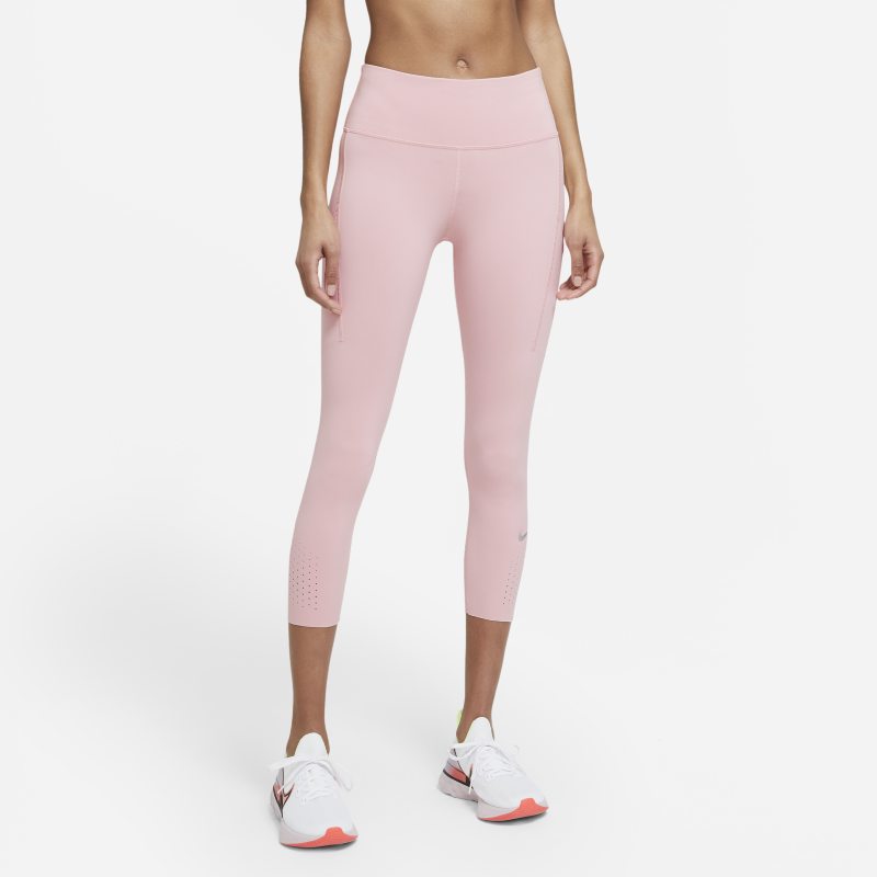 Damskie legginsy 3/4 do biegania ze średnim stanem i kieszenią Nike Epic Luxe - Różowy