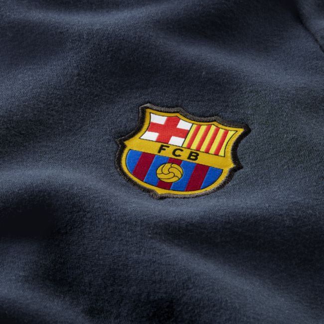Męska dzianinowa bluza piłkarska z kapturem FC Barcelona - Niebieski