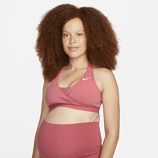 Image of Brassière de sport rembourrée à maintien normal Nike Dri-FIT (M) Swoosh pour Femme (maternité) - Rose