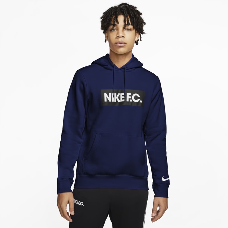 Męska piłkarska bluza z kapturem z dzianiny Nike F.C. - Niebieski
