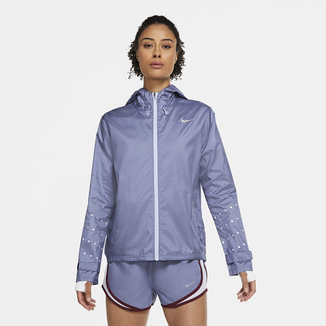 фото Женская беговая куртка с капюшоном nike essential flash - синий