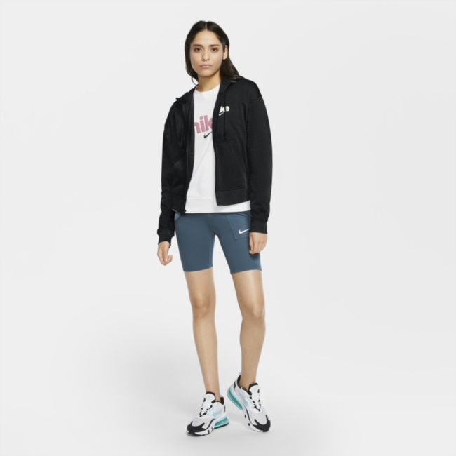 Damska dzianinowa bluza z kapturem i zamkiem na całej długości Nike Sportswear - Czerń