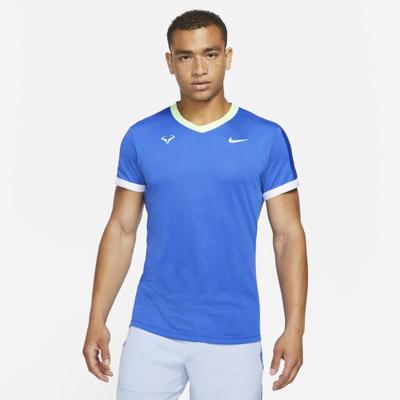 Męska koszulka z krótkim rękawem do tenisa NikeCourt Dri-FIT ADV Rafa - Niebieski