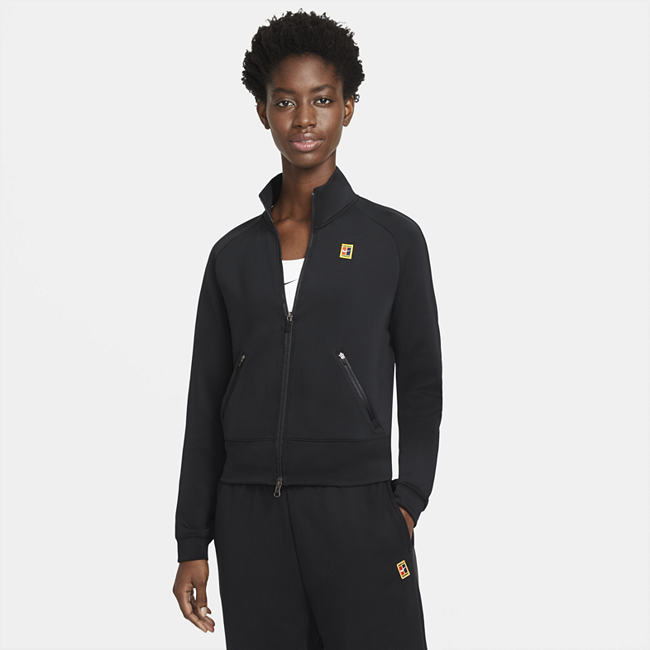 фото Женская теннисная куртка с молнией во всю длину nikecourt - черный