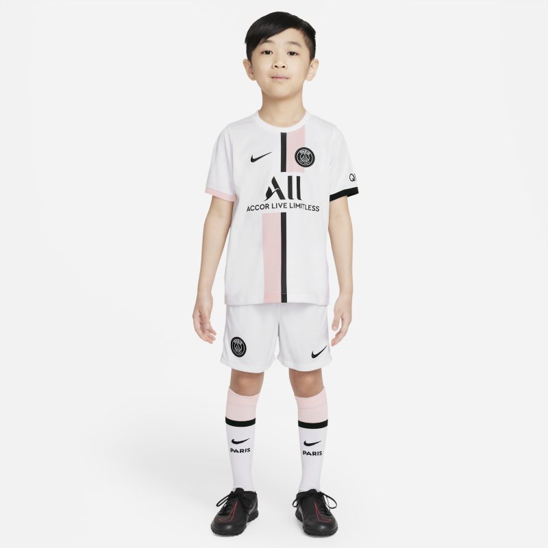 Strój piłkarski dla małych dzieci Paris Saint-Germain 2021/22 (wersja wyjazdowa) - Biel