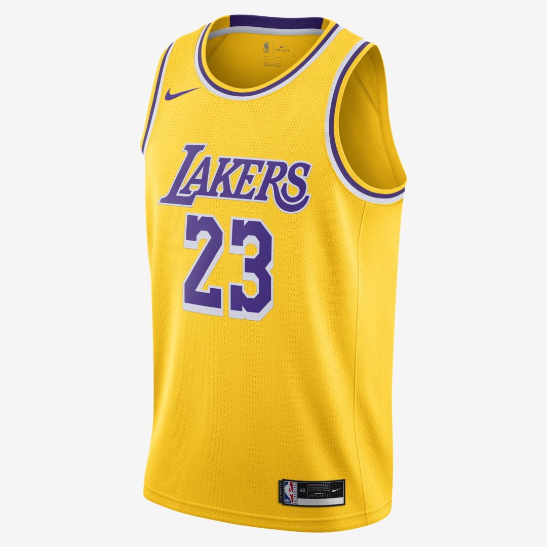 LeBron James Lakers Icon Edition 2020 Nike NBA Swingman Jersey (Amarillo)