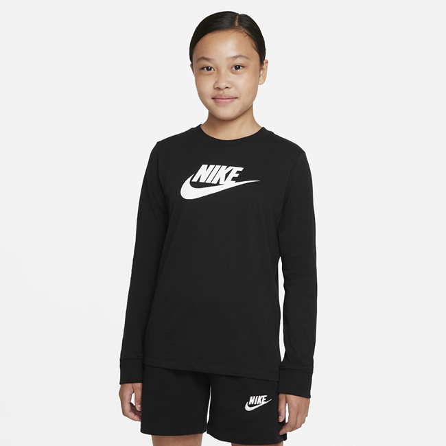 фото Футболка с длинным рукавом для девочек школьного возраста nike sportswear - черный