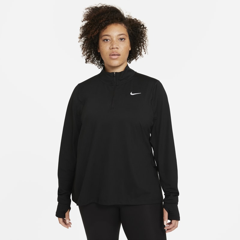 Nike Grande Taille - Haut de runningà demi-zip pour Femme - Noir