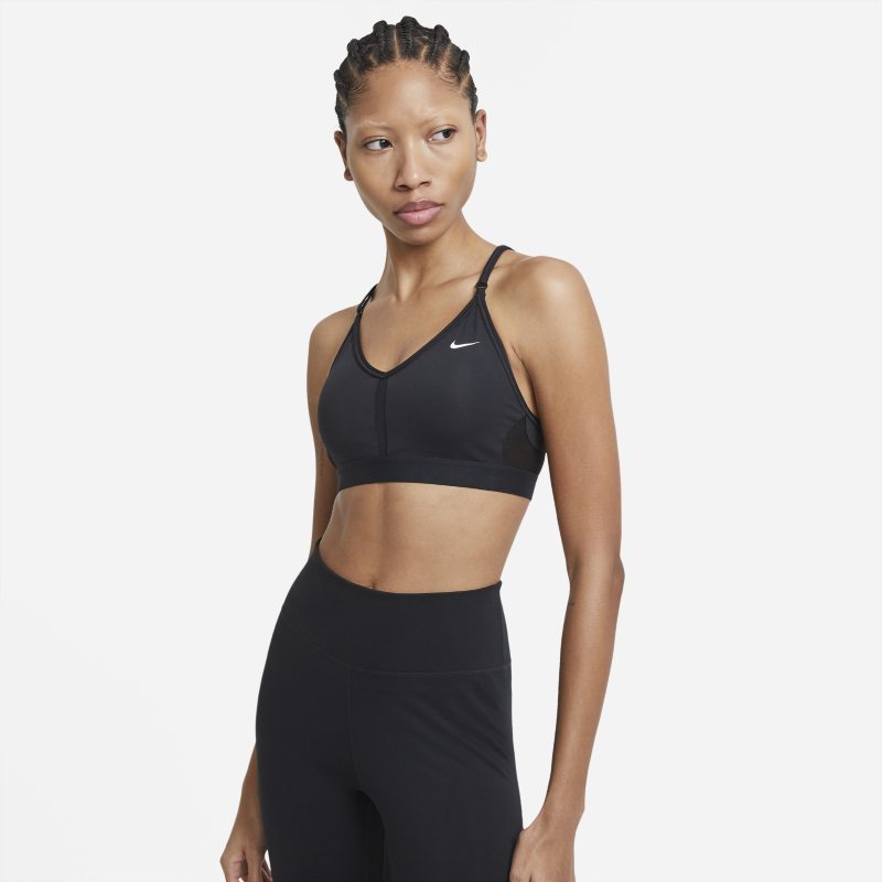 Nike Dri-FIT Indy Sujetador deportivo de sujeción ligera con almohadilla y cuello en V - Mujer - Negro