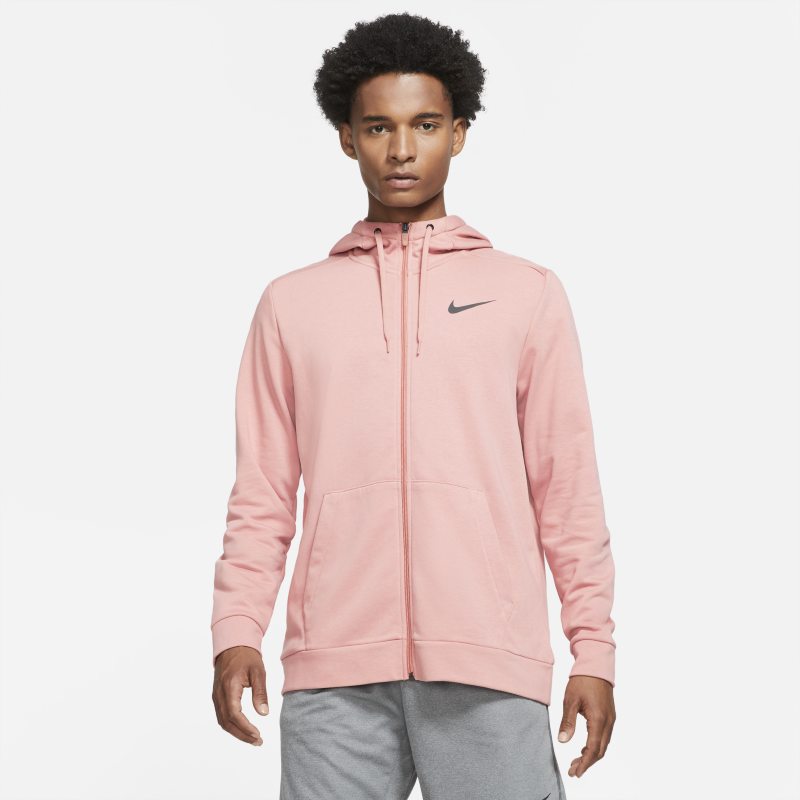 Męska rozpinana bluza treningowa z kapturem Nike Dri-FIT - Różowy