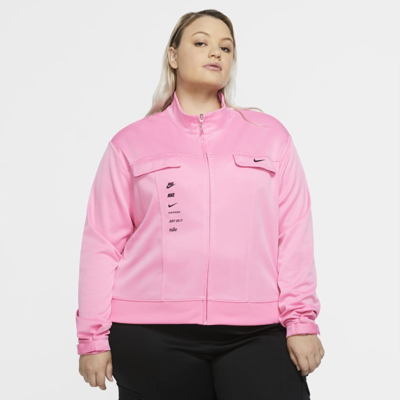 Nike Sportswear Swoosh Polyknit jack voor dames (grote maten) – Roze