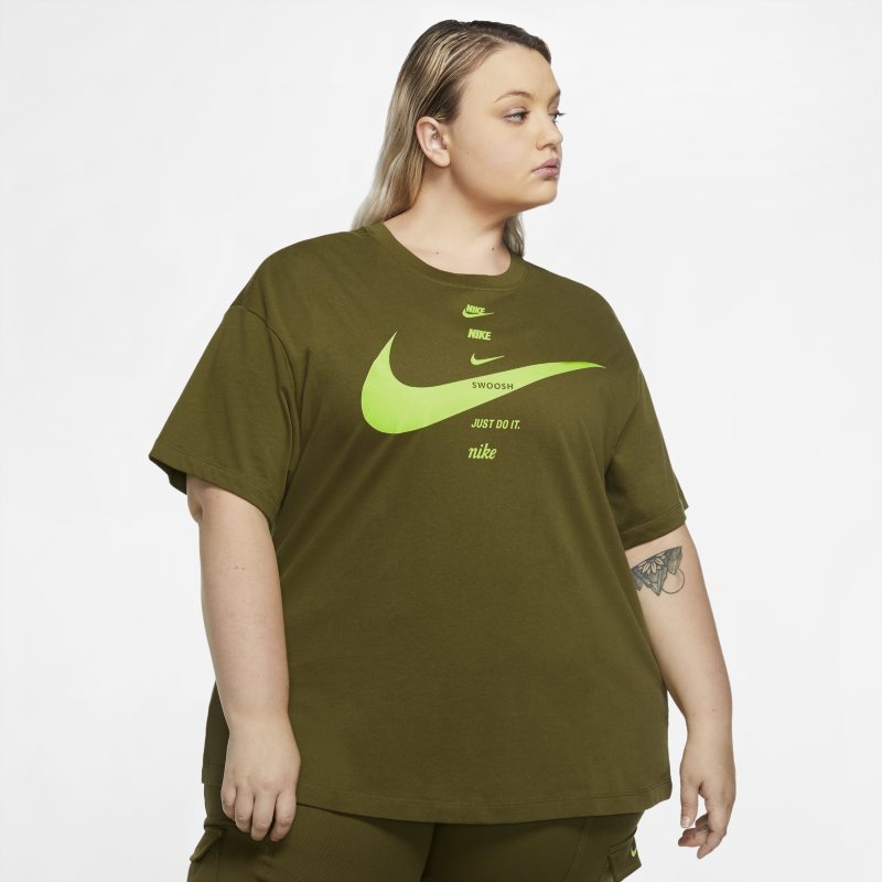 Nike Sportswear Swoosh Damestop met korte mouwen (grote maten) – Groen
