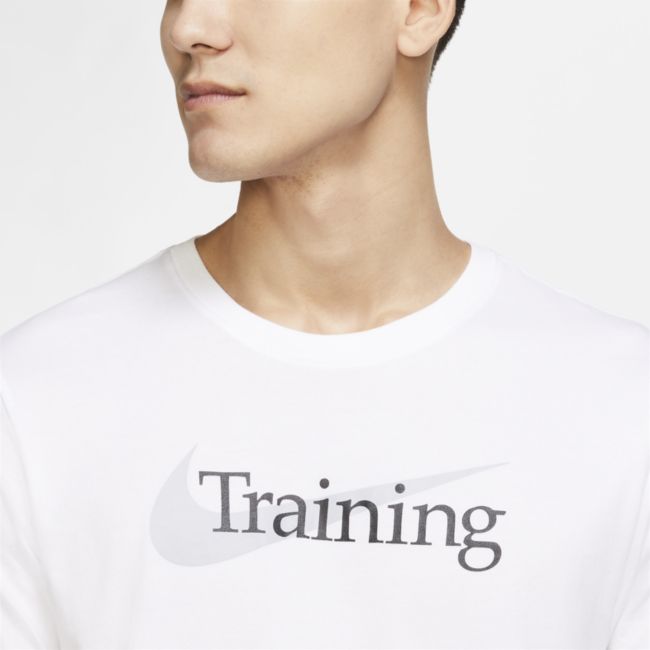 Męski T-shirt treningowy z logo Swoosh Nike Dri-FIT - Biel