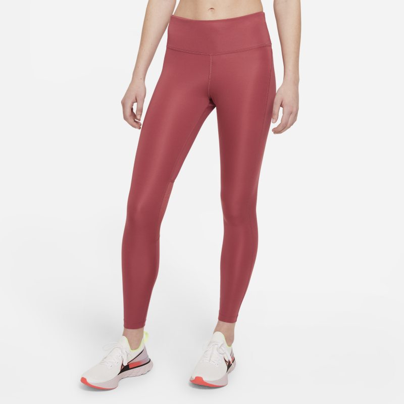 Damskie legginsy do biegania ze średnim stanem Nike Epic Fast - Czerwony