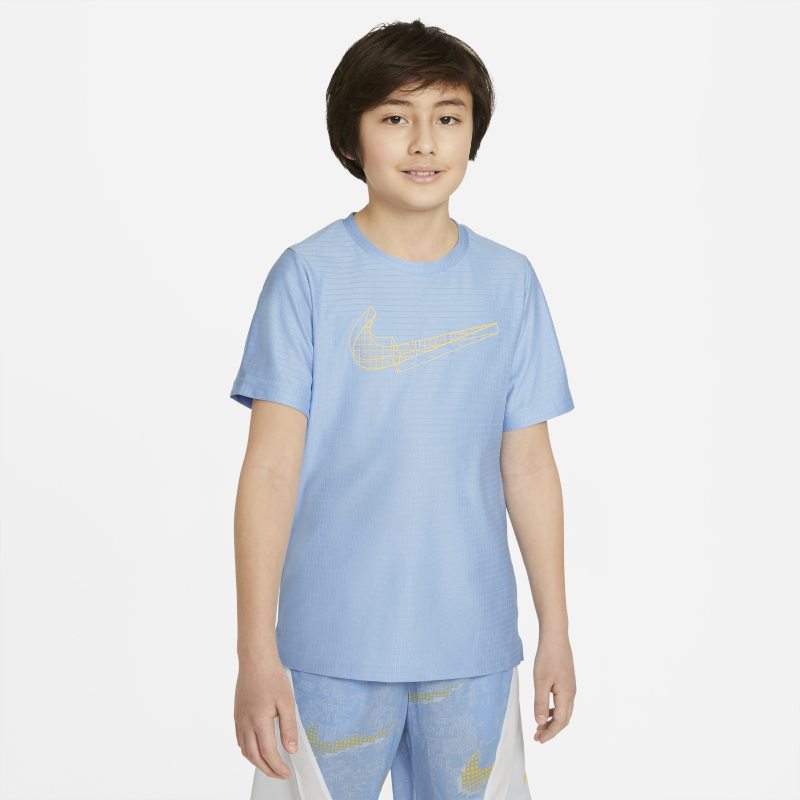 Koszulka treningowa z krótkim rękawem i grafiką dla dużych dzieci (chłopców) Nike - Niebieski