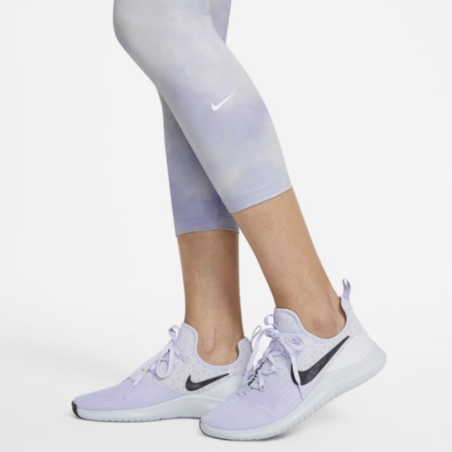 Damskie legginsy ze średnim stanem 3/4 Nike One Icon Clash - Fiolet
