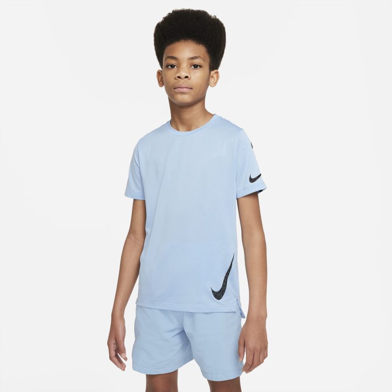 Kortärmad träningströja Nike Instacool för ungdom (killar) - Blå