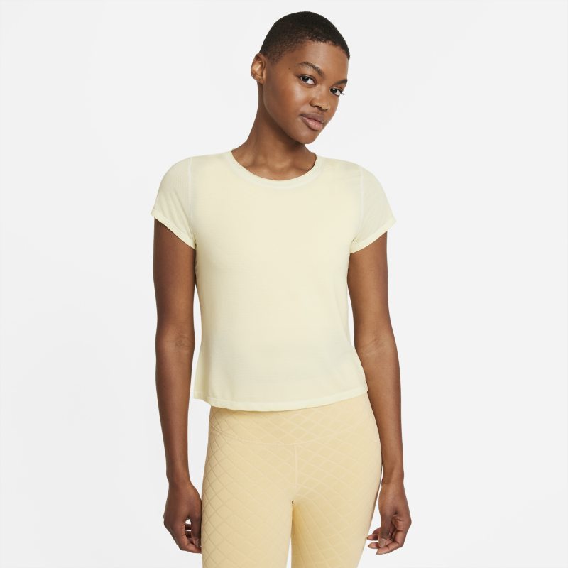 Damska koszulka z krótkim rękawem Nike Yoga Dri-FIT - Żółć