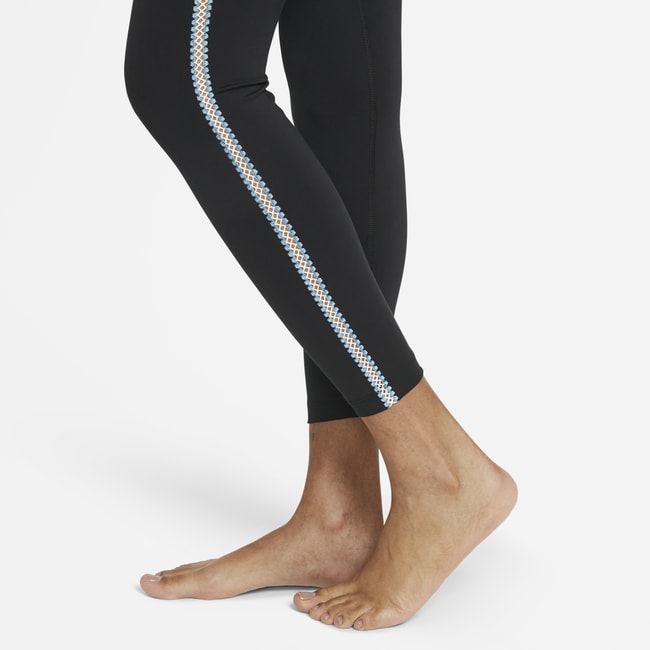 Damskie legginsy 7/8 z ażurowym brzegiem Nike Yoga - Czerń