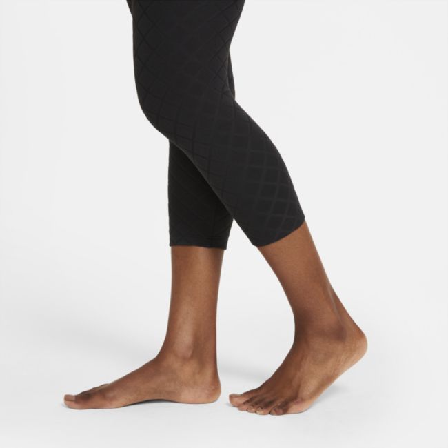 Damskie żakardowe legginsy capri z wysokim stanem Nike Yoga Luxe - Czerń
