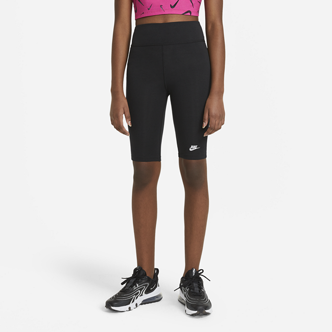 Image of Nike Sportswear Older Kids' (Girls') High-Rise 23cm (approx.) Bike Shorts - Noir
