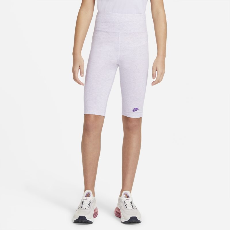 Nike Sportswear Pantalón corto de ciclismo de talle alto de 23 cm - Niña - Morado