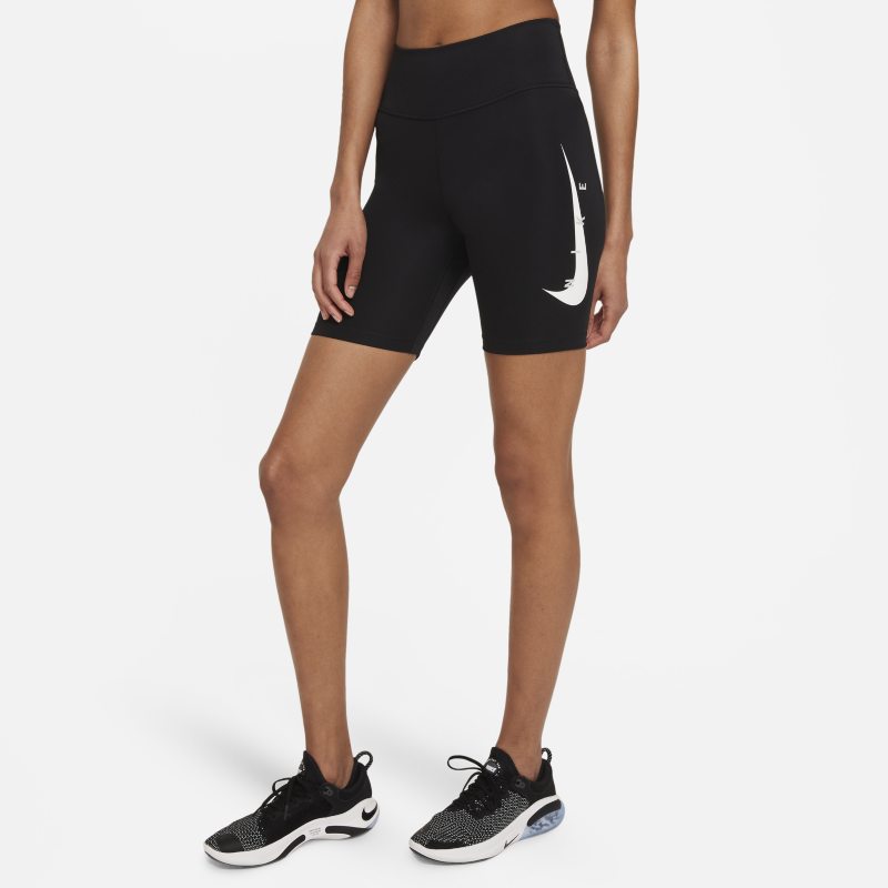 Damskie legginsy do biegania 18 cm Nike Swoosh Run - Czerń