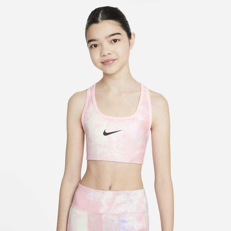 Vändbar sport-BH med batiktryck Nike Swoosh för tjejer - Rosa