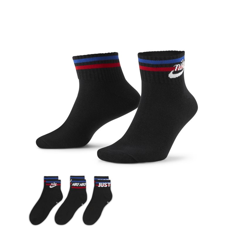 Nike Essential Calcetines hasta el tobillo (3 pares) - Negro