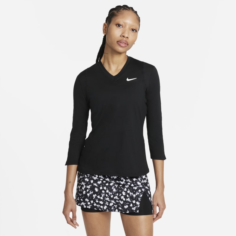 NikeCourt Dri-FIT UV Victory Camiseta de tenis con mangas de 3/4 - Mujer - Negro
