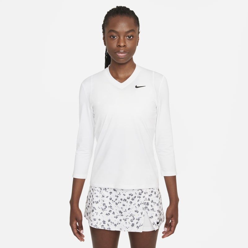 NikeCourt Dri-FIT UV Victory Camiseta de tenis con mangas de 3/4 - Mujer - Blanco