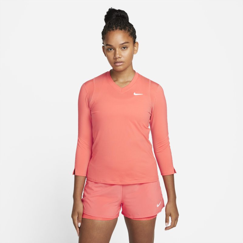 NikeCourt Dri-FIT UV Victory Camiseta de tenis con mangas de 3/4 - Mujer - Naranja