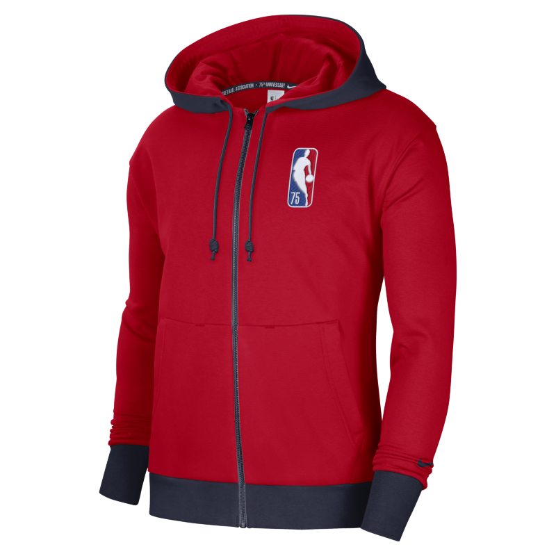 Brooklyn Nets Courtside Sudadera con capucha de tejido Fleece con cremallera completa Nike NBA - Hombre - Rojo