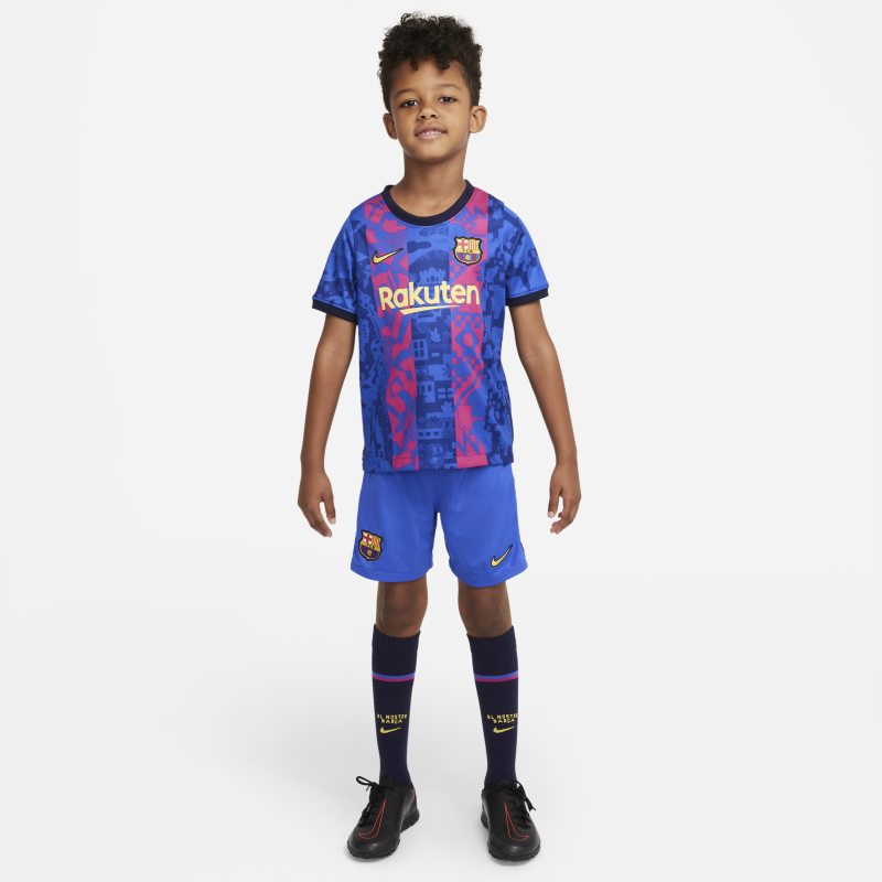 Tercera equipación FC Barcelona 2021/22 Equipación de fútbol - Niño/a pequeño/a - Azul Nike