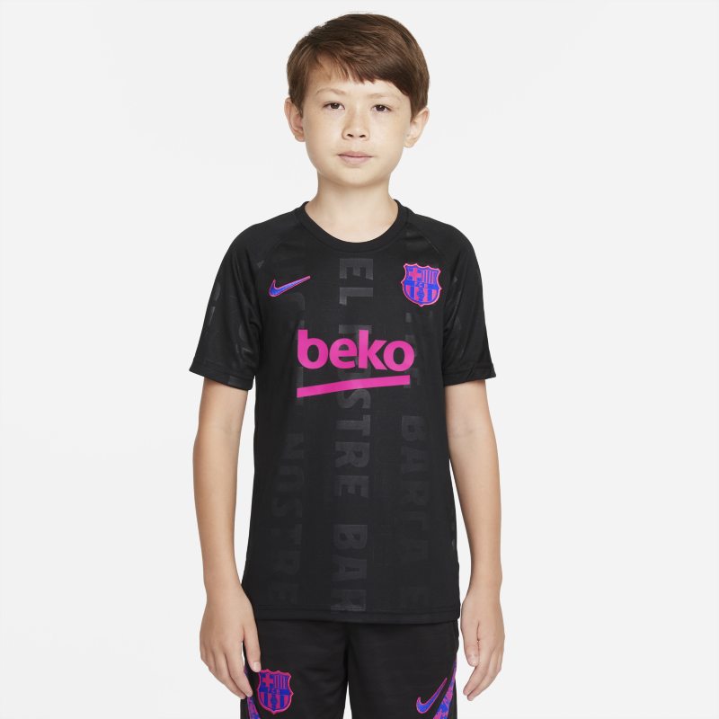 FC Barcelona Camiseta de fútbol para antes del partido Nike Dri-FIT - Niño/a - Negro