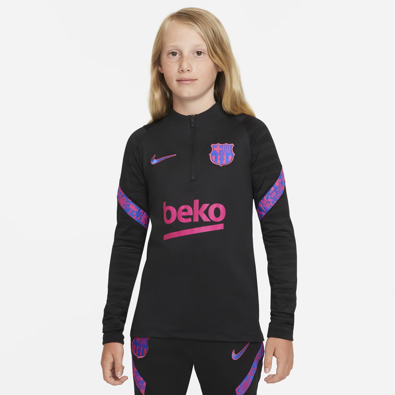 FC Barcelona Strike Camiseta de fútbol de entrenamiento Nike Dri-FIT - Niño/a - Negro