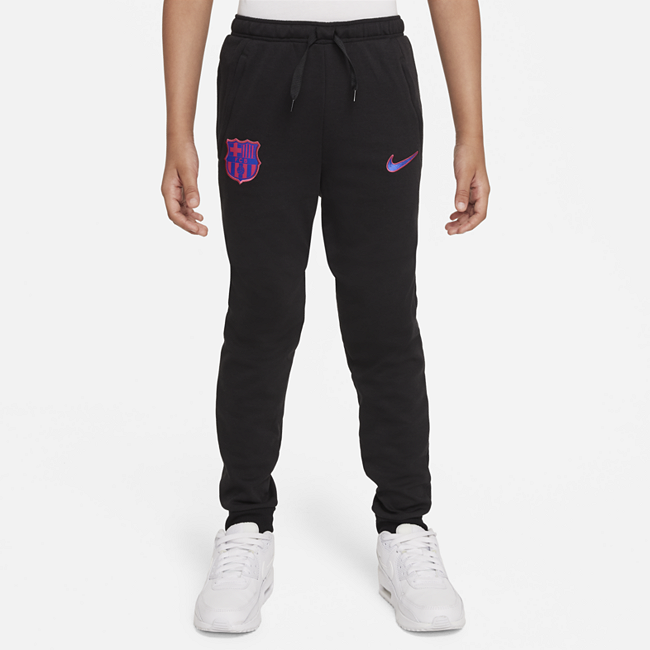 фото Футбольные флисовые брюки для школьников nike dri-fit fc barcelona - черный