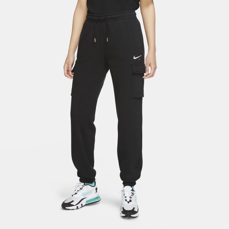 Nike Sportswear Ruimvallende cargobroek van fleece voor dames – Zwart