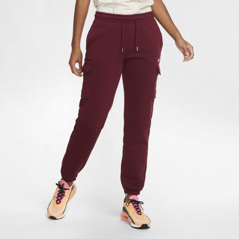 Nike Sportswear Ruimvallende cargobroek van fleece voor dames – Rood