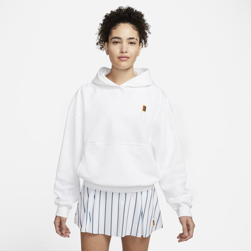 NikeCourt Sudadera con capucha de tenis de tejido Fleece - Mujer - Blanco