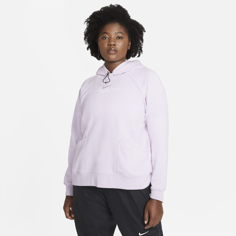 Damska bluza z kapturem Nike Sportswear Swoosh (duże rozmiary) - Fiolet