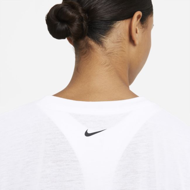 Damska krótka koszulka treningowa z nadrukiem Nike Dri-FIT - Biel