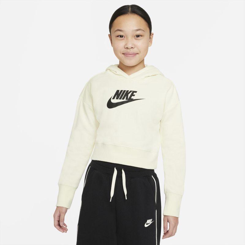 Nike Sportswear Club Korte hoodie van sweatstof voor meisjes - Wit