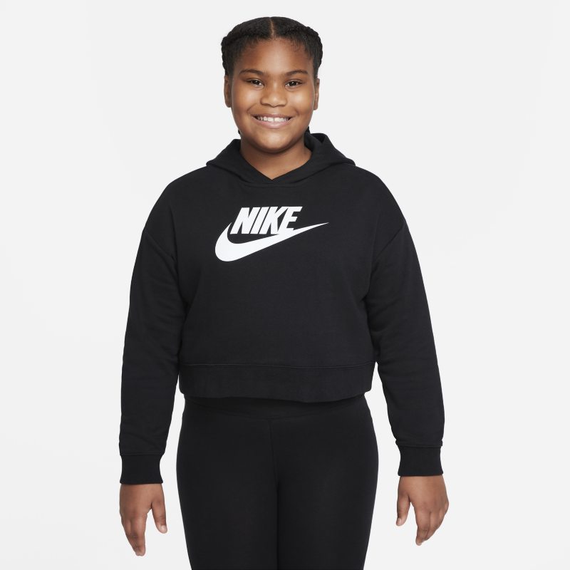 Nike Sportswear Club Sudadera con capucha corta de tejido French terry - Niña - Negro