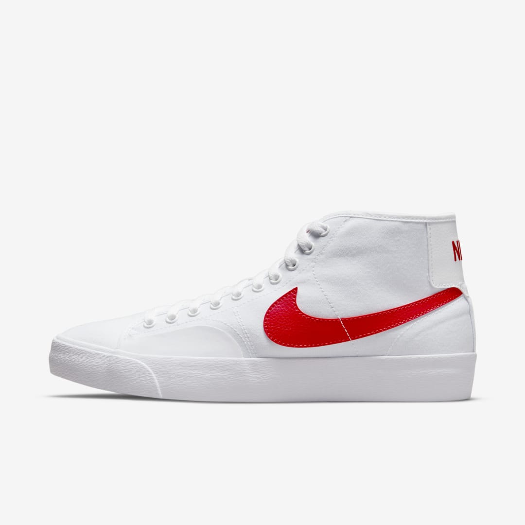 Nike Sb Blzr Court Mid Skate Shoes In White,white,university Red | ModeSens