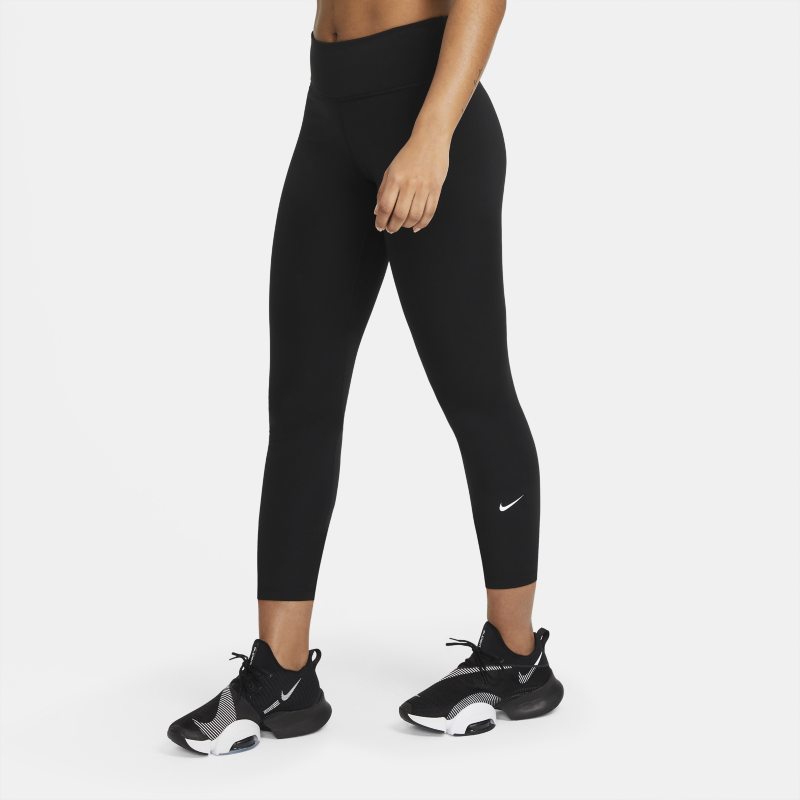 Image of Leggings a lunghezza ridotta e vita media Nike One - Donna - Nero